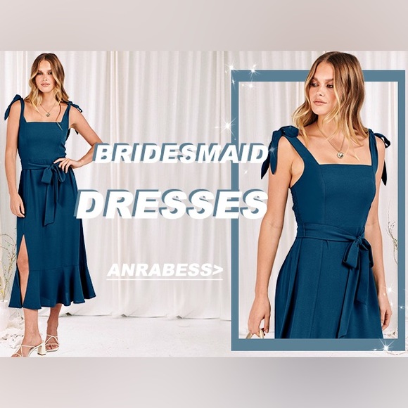 ANRABESS Elegant Square Neck Split Midi Formal Wedding Dress - Green - size XL - Picture 14 of 14